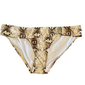 White House Black Market Women's Size Large Brown Cream Snakeskin Swim Bottom